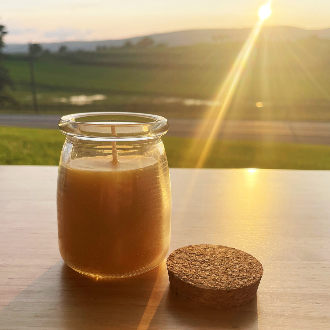 Large Cork Top Glass Jar Beeswax Candle