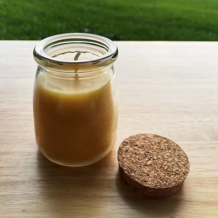 Large Cork Top Glass Jar Beeswax Candle