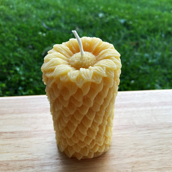 Sunflower Beeswax Pillar Candles