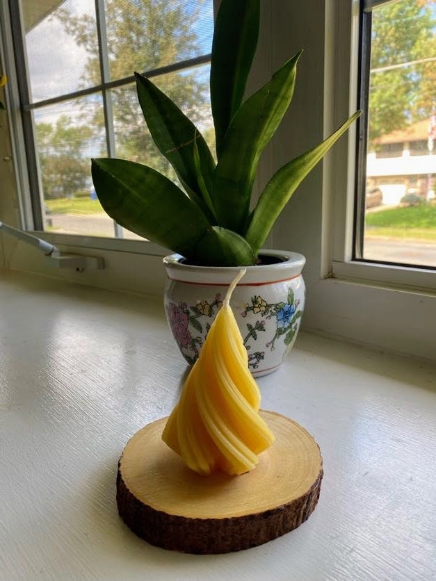 Twisted Cone or Modern Tree Beeswax Candle