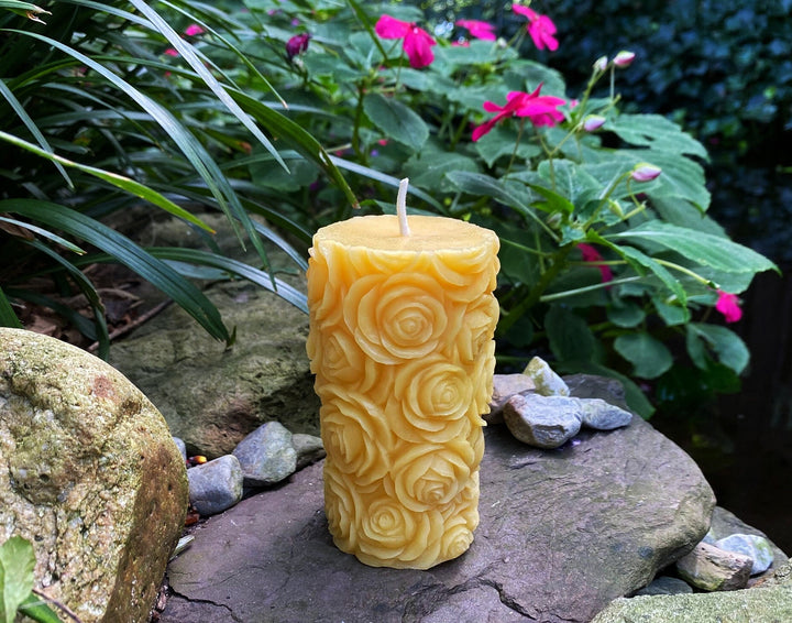 Mini Rose Beeswax Pillar Candle