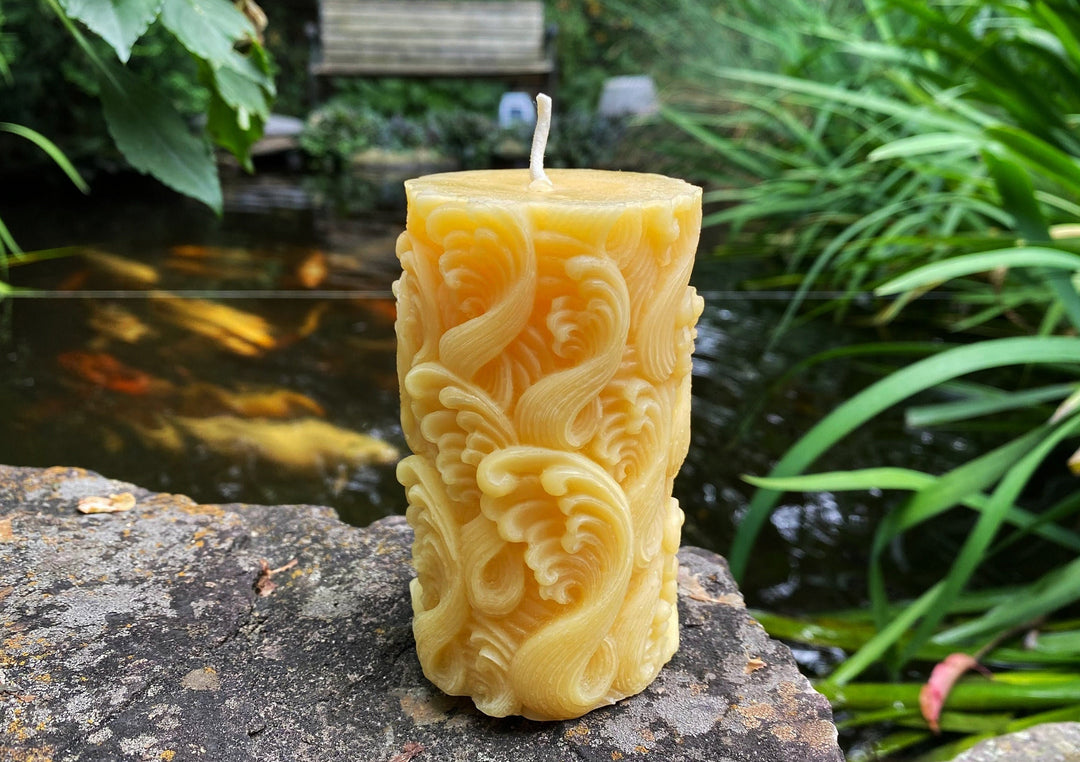 Wave Beeswax Pillar Candle