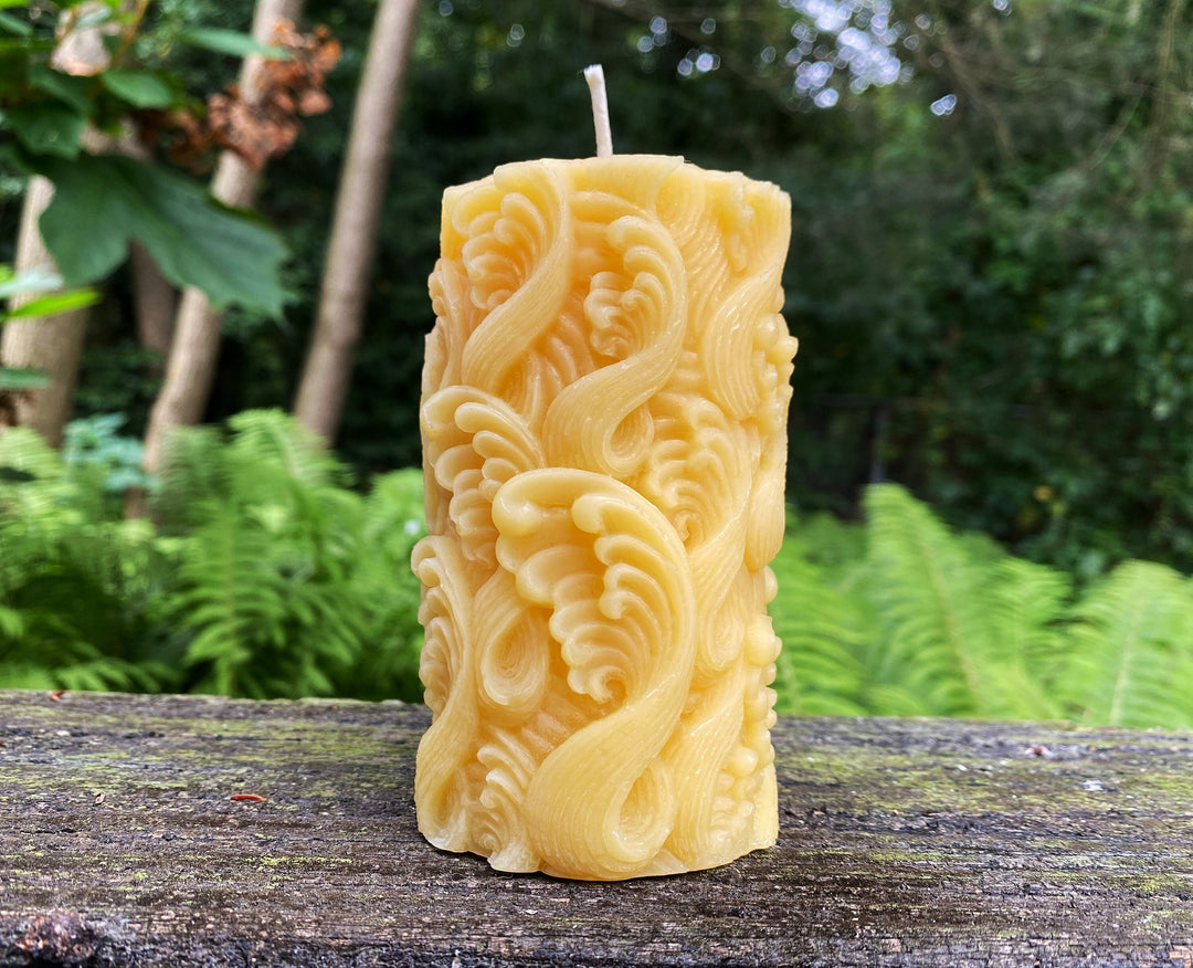 Wave Beeswax Pillar Candle