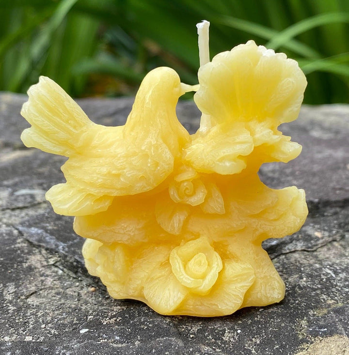 Love Birds Beeswax Candle | 100% All Natural Bees Wax Candles | Honey Aroma | Cotton Wicks | Doves | Birds on a Perch | Animals | USA New! - Bees Light Candles