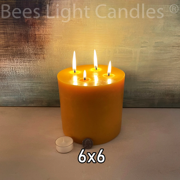 BeeTheLight Beeswax Pillar Candle (2.7 x 3.4) - Smokeless Unscented  Candle - 54 Hours Burn Time - Natural & 100% Pure Beeswax Candle - Handmade